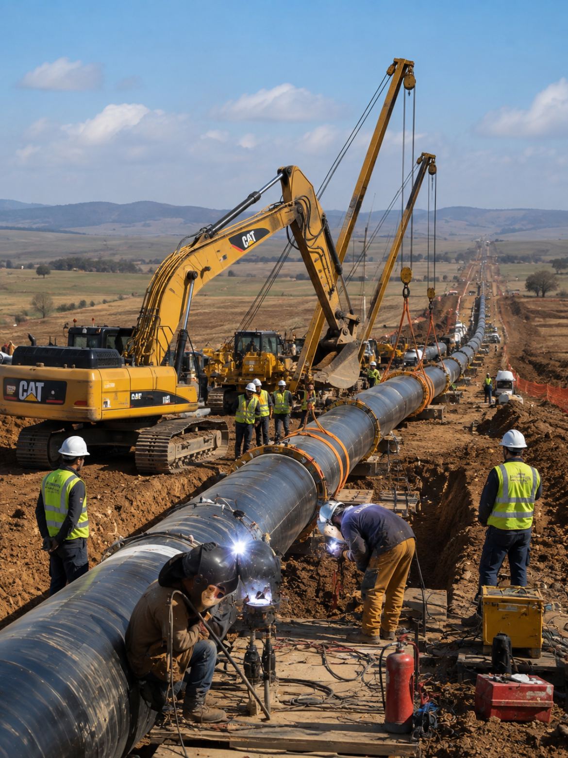 Aerial view of natural resource processing and storage infrastructure